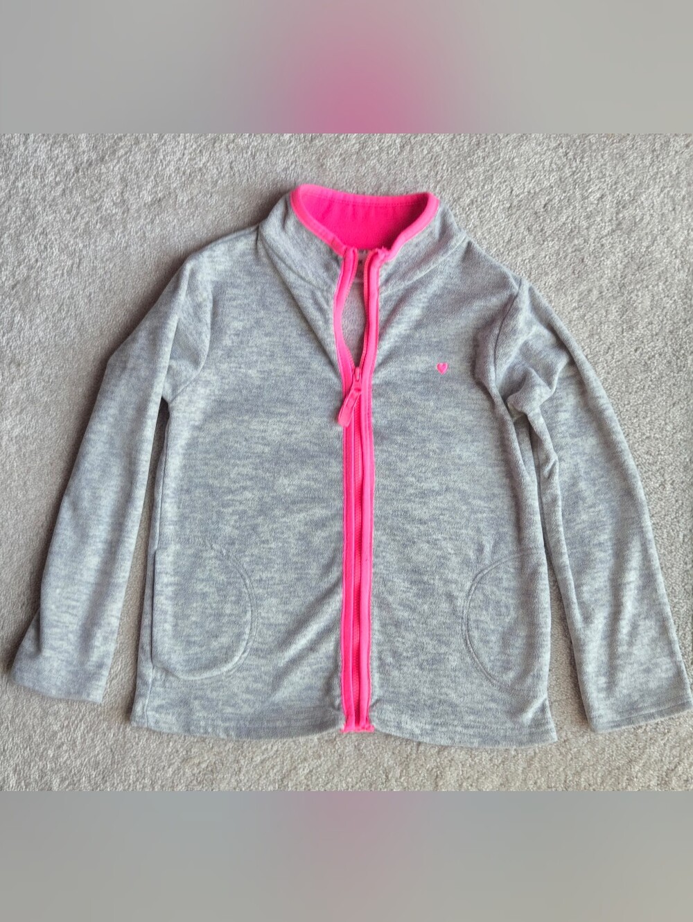 Carter's Gray Fleece Jacket with Hot Pink Trim